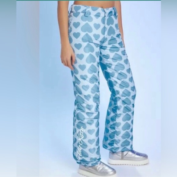 Hello Kitty Other - Forever 21 x Hello Kitty Girls Puffer Pants SZ 13/14 Blue Heart Print Insulated